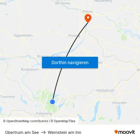 Obertrum am See to Wernstein am Inn map