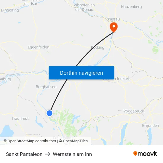 Sankt Pantaleon to Wernstein am Inn map