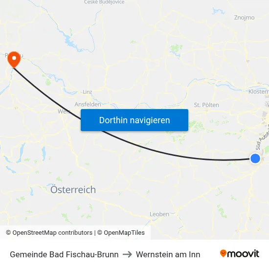 Gemeinde Bad Fischau-Brunn to Wernstein am Inn map