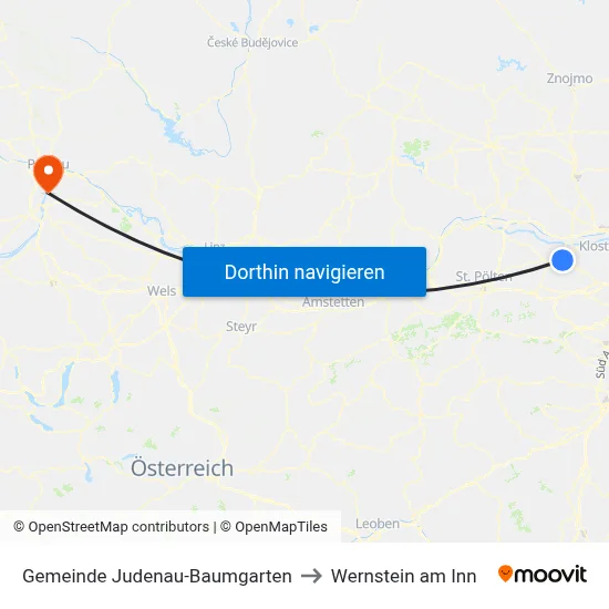 Gemeinde Judenau-Baumgarten to Wernstein am Inn map