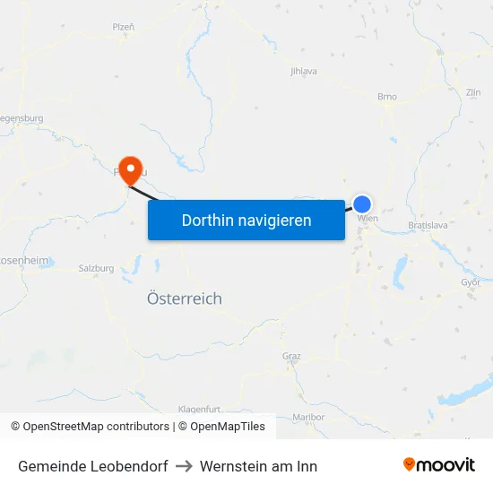 Gemeinde Leobendorf to Wernstein am Inn map