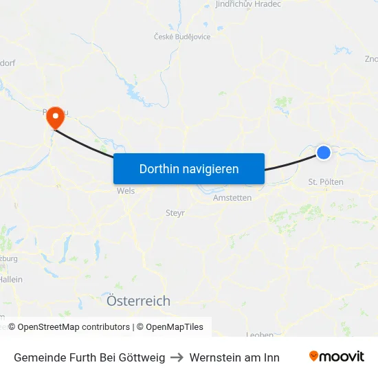 Gemeinde Furth Bei Göttweig to Wernstein am Inn map