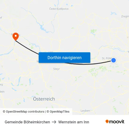 Gemeinde Böheimkirchen to Wernstein am Inn map