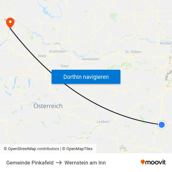 Gemeinde Pinkafeld to Wernstein am Inn map