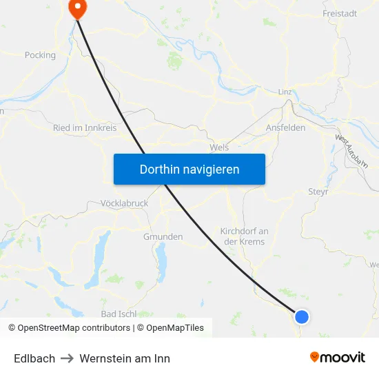 Edlbach to Wernstein am Inn map