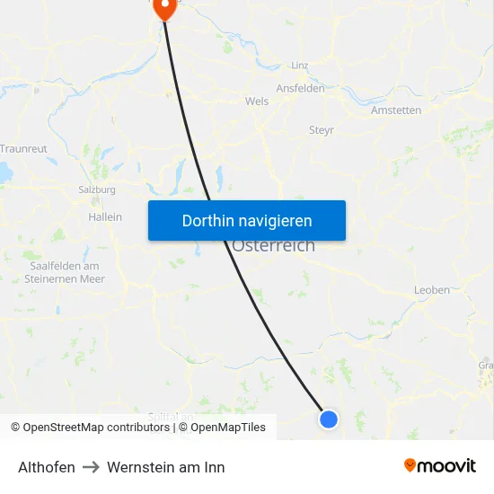 Althofen to Wernstein am Inn map