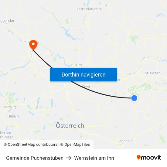 Gemeinde Puchenstuben to Wernstein am Inn map