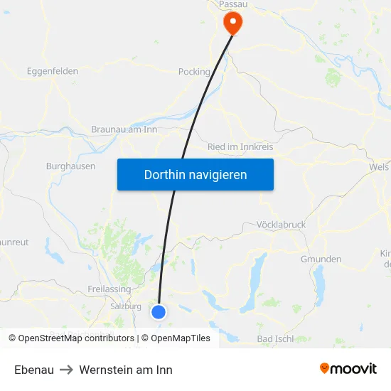 Ebenau to Wernstein am Inn map