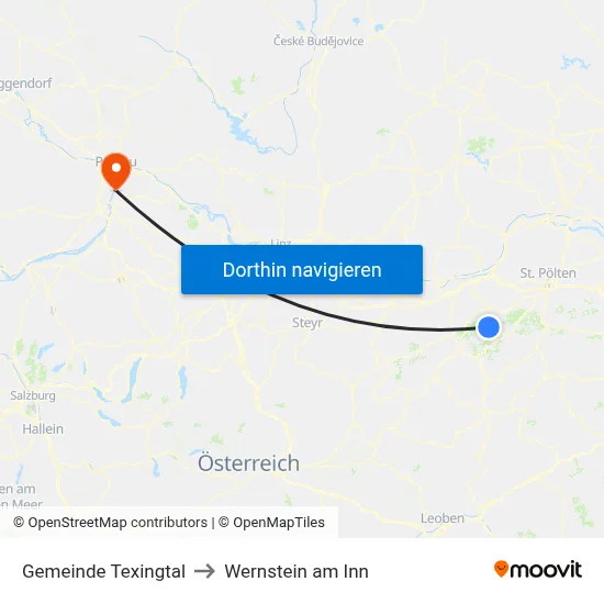 Gemeinde Texingtal to Wernstein am Inn map