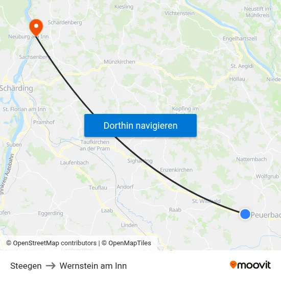 Steegen to Wernstein am Inn map
