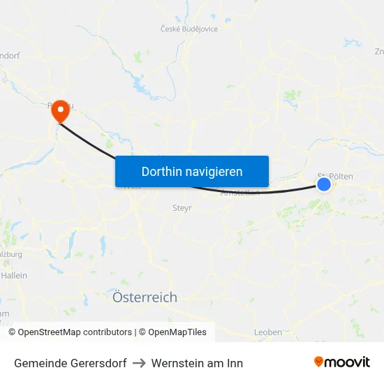 Gemeinde Gerersdorf to Wernstein am Inn map
