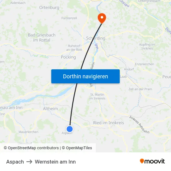 Aspach to Wernstein am Inn map