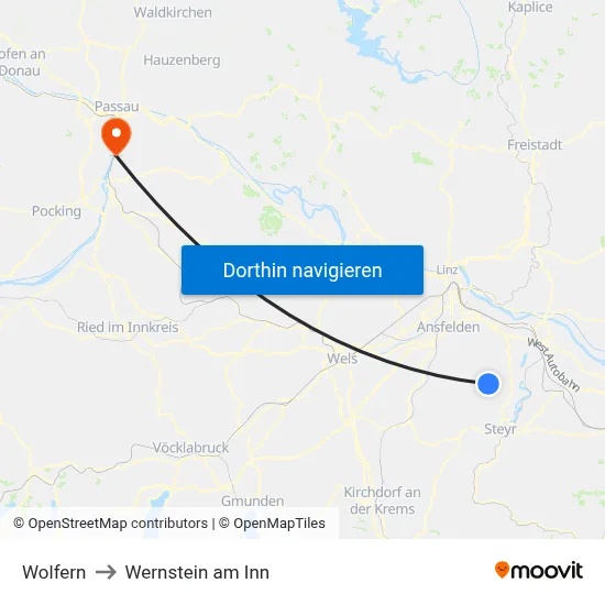 Wolfern to Wernstein am Inn map