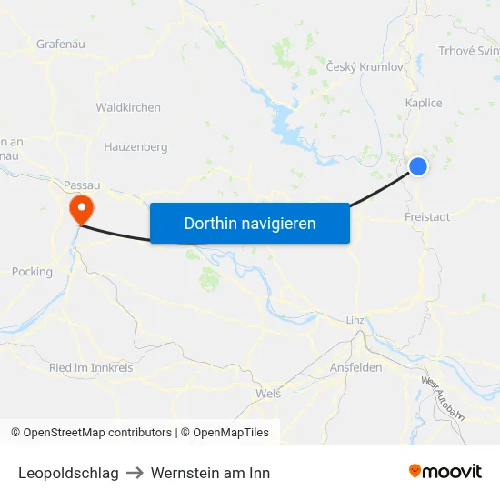 Leopoldschlag to Wernstein am Inn map