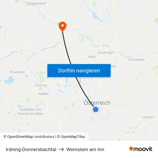 Irdning-Donnersbachtal to Wernstein am Inn map