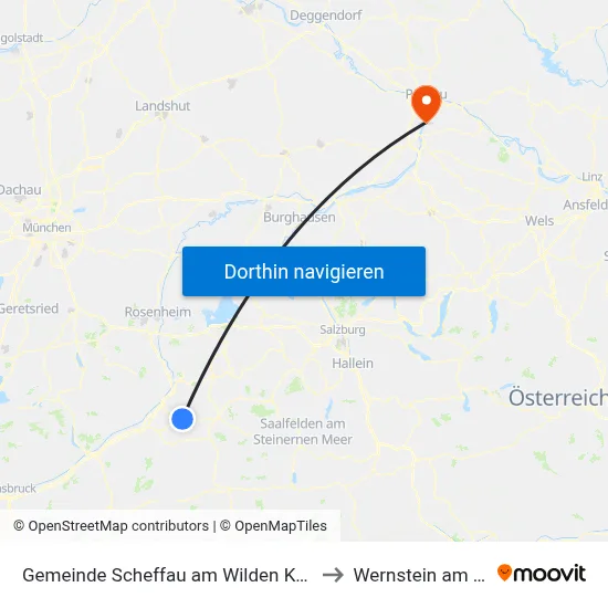 Gemeinde Scheffau am Wilden Kaiser to Wernstein am Inn map