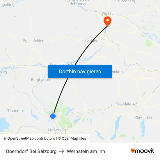 Oberndorf Bei Salzburg to Wernstein am Inn map