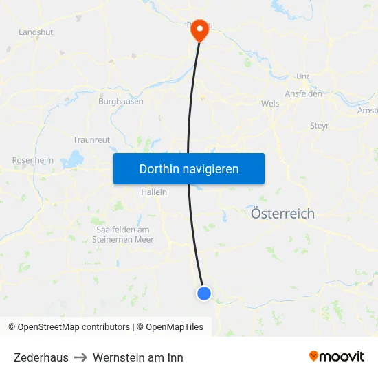Zederhaus to Wernstein am Inn map