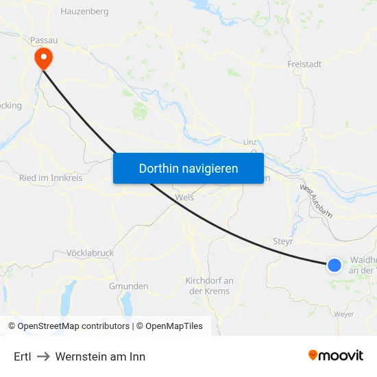 Ertl to Wernstein am Inn map