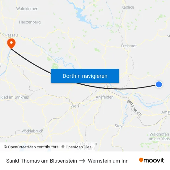 Sankt Thomas am Blasenstein to Wernstein am Inn map