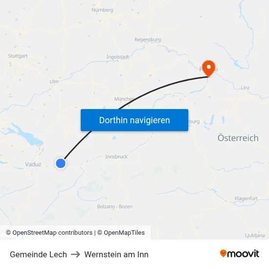 Gemeinde Lech to Wernstein am Inn map