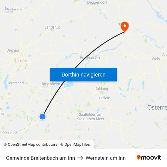 Gemeinde Breitenbach am Inn to Wernstein am Inn map