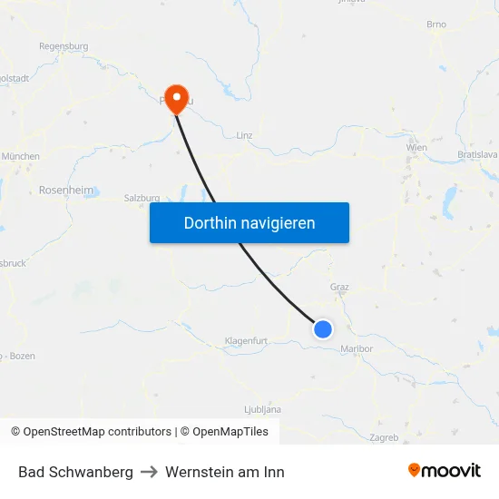 Bad Schwanberg to Wernstein am Inn map