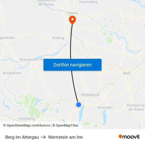 Berg Im Attergau to Wernstein am Inn map