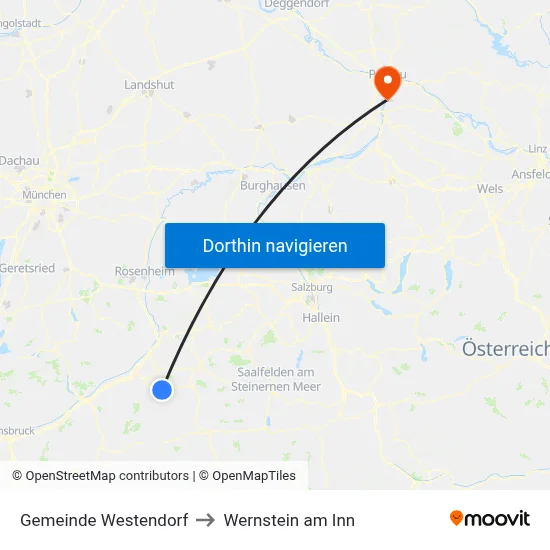Gemeinde Westendorf to Wernstein am Inn map