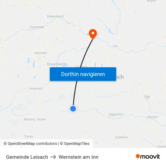 Gemeinde Leisach to Wernstein am Inn map