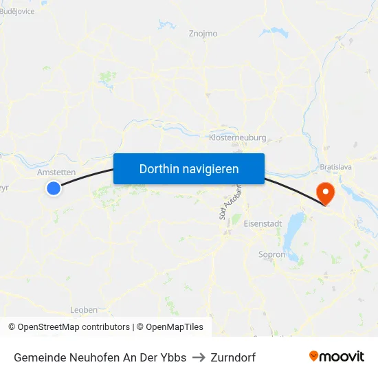 Gemeinde Neuhofen An Der Ybbs to Zurndorf map