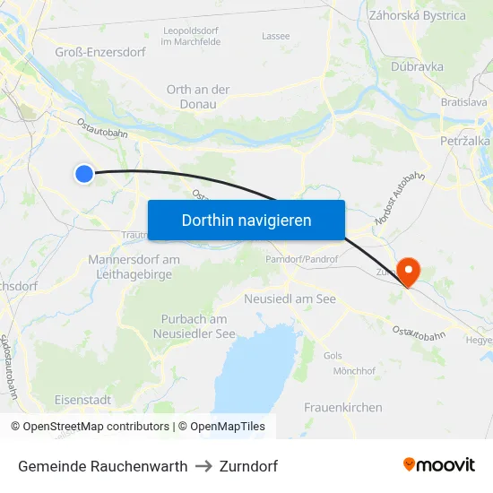 Gemeinde Rauchenwarth to Zurndorf map