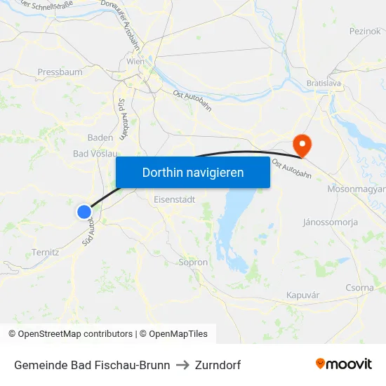 Gemeinde Bad Fischau-Brunn to Zurndorf map