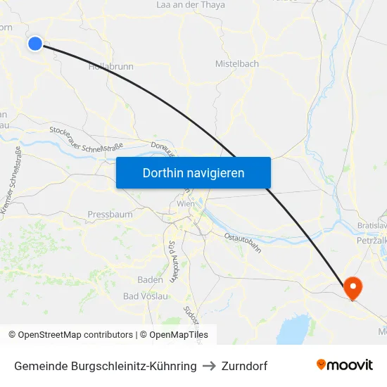Gemeinde Burgschleinitz-Kühnring to Zurndorf map