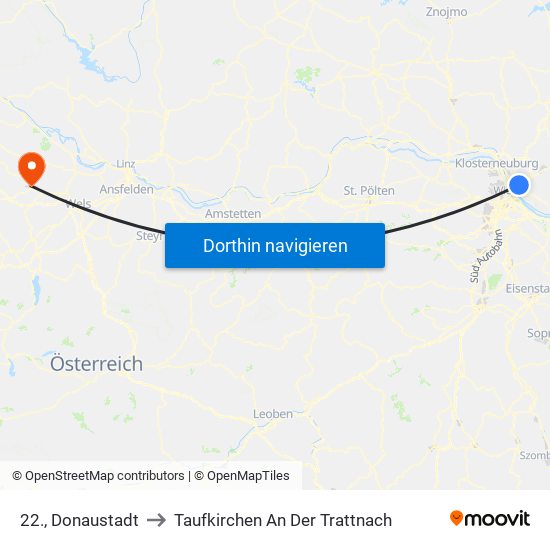 22., Donaustadt to Taufkirchen An Der Trattnach map