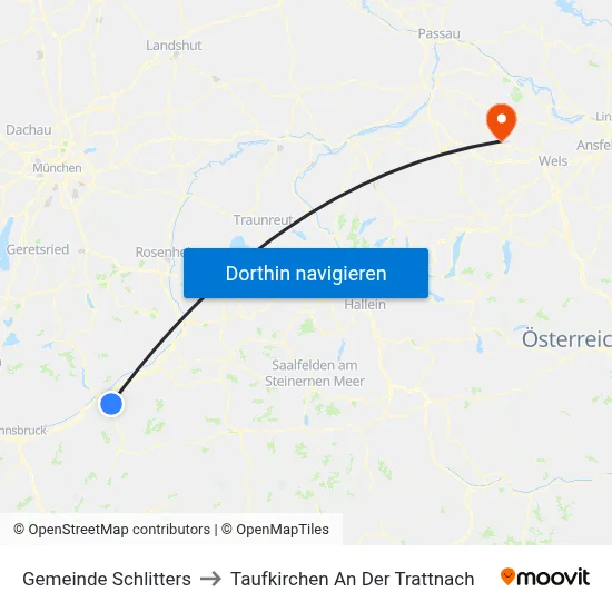 Gemeinde Schlitters to Taufkirchen An Der Trattnach map