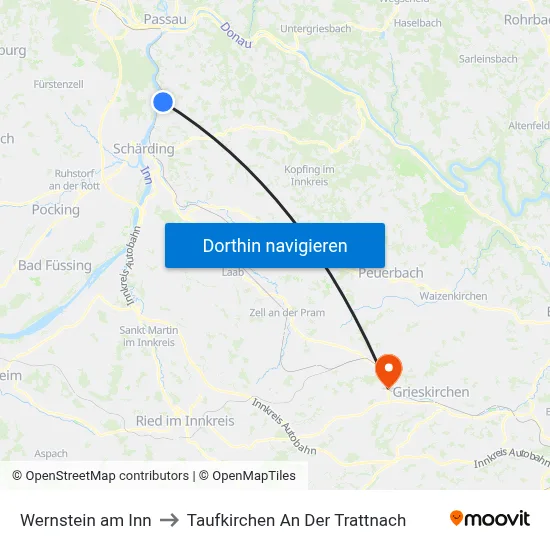 Wernstein am Inn to Taufkirchen An Der Trattnach map