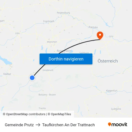Gemeinde Prutz to Taufkirchen An Der Trattnach map