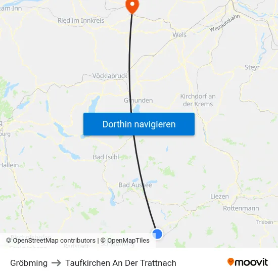 Gröbming to Taufkirchen An Der Trattnach map