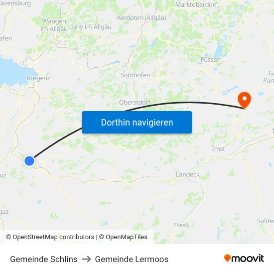 Gemeinde Schlins to Gemeinde Lermoos map