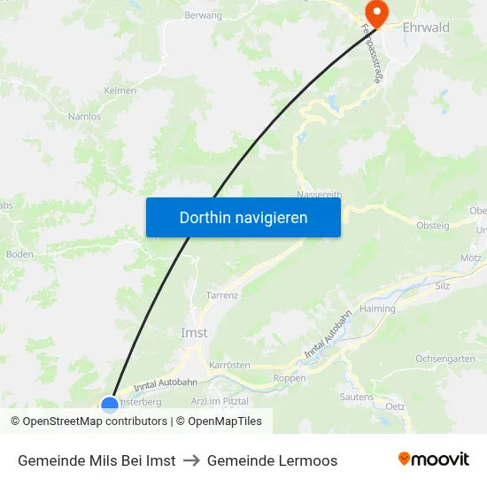 Gemeinde Mils Bei Imst to Gemeinde Lermoos map