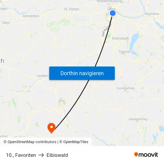 10., Favoriten to Eibiswald map