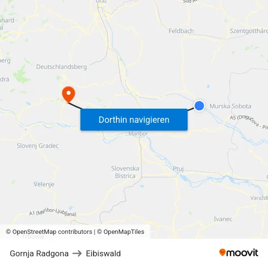 Gornja Radgona to Eibiswald map