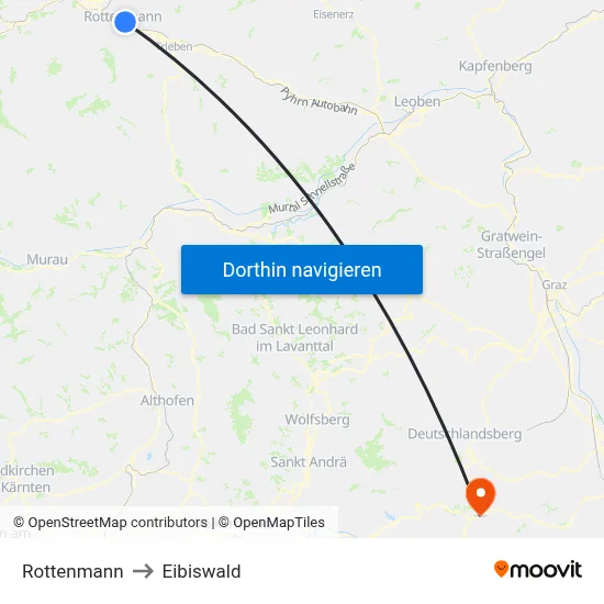 Rottenmann to Eibiswald map