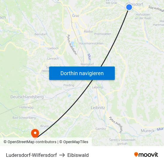 Ludersdorf-Wilfersdorf to Eibiswald map
