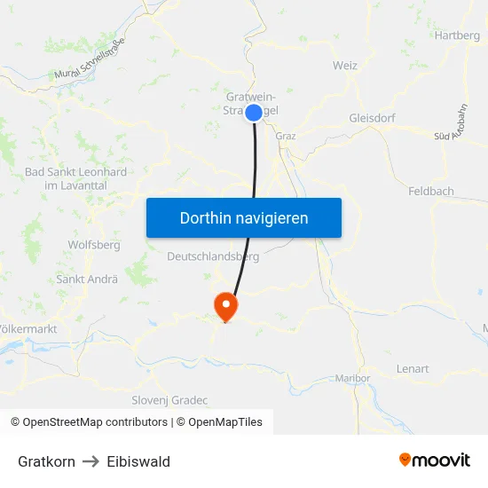 Gratkorn to Eibiswald map