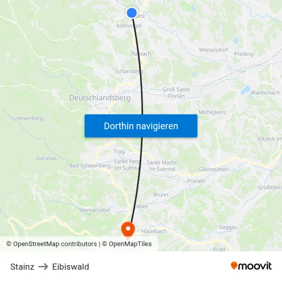Stainz to Eibiswald map