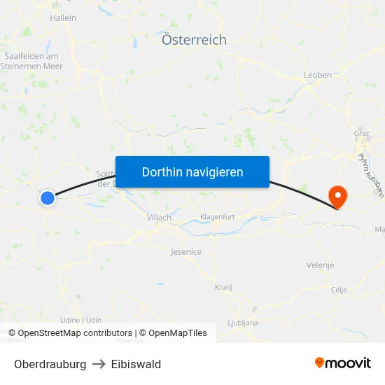 Oberdrauburg to Eibiswald map