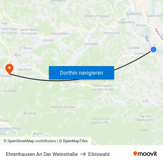 Ehrenhausen An Der Weinstraße to Eibiswald map