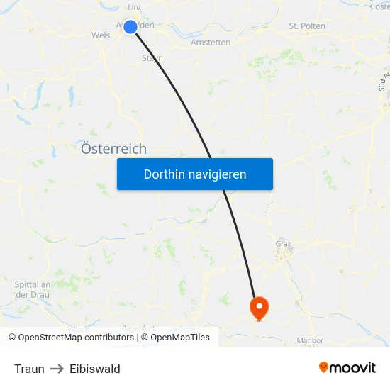Traun to Eibiswald map
